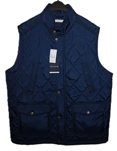 Jos A Bank Navy Quilted Activewear Vest Large Tailored Fit SO MANY FEATURES! NWT - Picture 1 of 9