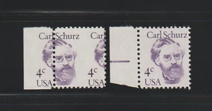 US EFO ERROR Stamps #1847 Carl Schurz: Major Perf Shift & Normal! MNH - Picture 1 of 2