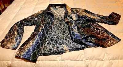 Misook Woman 2X Blue Black Shiny Classy, Pretty Jacket Night Day Wear Beauty - Image 1 of 4