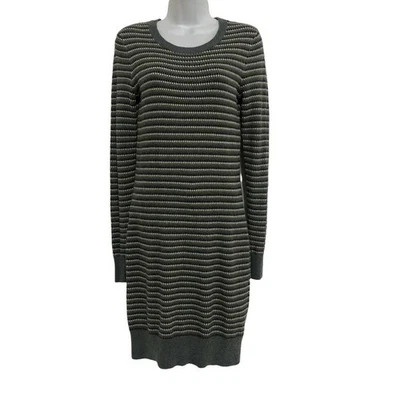 French Connection Dress Women's Size 6 Gray Blue Gold Black Striped Knit Sweater - Image 1 of 4