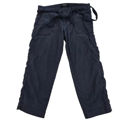 Pantalones Liverpool Los Angeles 8 29 Lino Lyocell Recortados Pierna Ancha Corbata Cintura Boho Foto 1 de 4