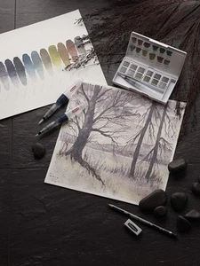 Derwent Graphitint Paint Travel Set Palette, Includes 12 Colours, Waterbrush - Picture 1 of 5