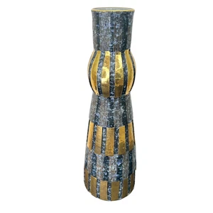 Aldo Londi, Bitossi Mid Century Modern Italian Vase Blue 24kt Gold Signed 12” - Picture 1 of 13