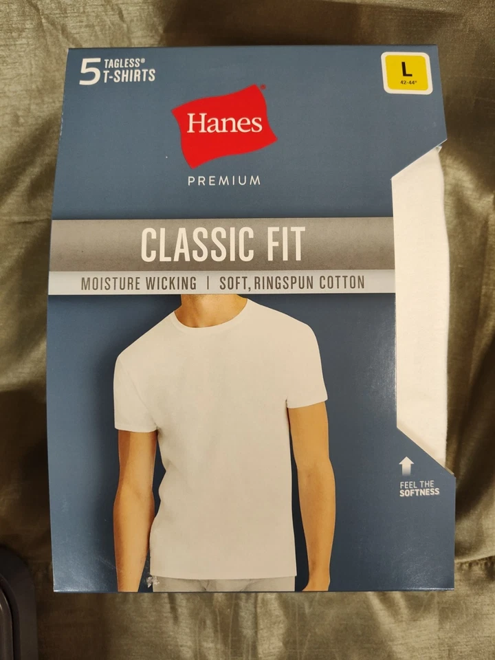 Hanes Premium Mens Original Fit White Short Sleeve Crew TShirt 6pk 2xl Tagless