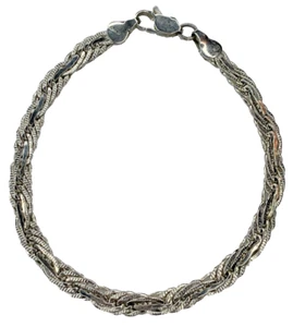Vintage Handmade Sterling 925 Taxco Overlapping Oval Link 7.25'' Bracelet 7G - Picture 1 of 10