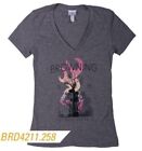 Womens Browning Buckmark Tree Stand V-Neck Fitted Premium Tee Gray T-Shirt M-L