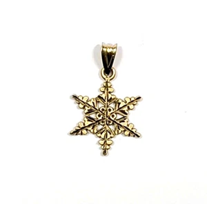 Ma 14k Gelb- und Weißgold doppelseitige Schneeflocke kleiner Charm - Bild 1 von 3