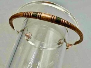Tuareg Double Bar Multiple Stripe Inlay Copper Bracelet - Picture 1 of 7