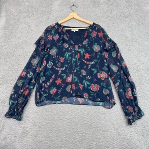 Derek Lam Shirt Women M Blue Floral Sheer Fairycore Fairy Earthy Ethereal Whimsy - Picture 1 of 23