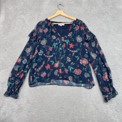 Derek Lam 衬衫女式 M 蓝色花卉透明童话仙女 Earthy Ethereal Whimsy — 第 1/4 张图片