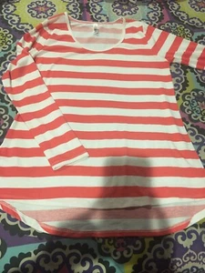 Lularoe top shirt Lynnae S Stripes Orange/Coral Halloween - Picture 1 of 4