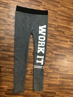 Crush Mujer Leggings Pantalones Gris Moteado "¡Trabaja!" Talla 1X / 2X Foto 1 de 4