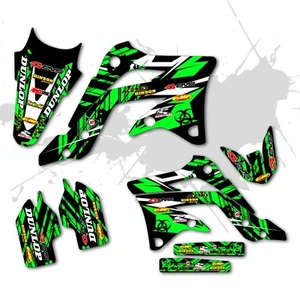 2006 2007 2008 KXF 450 GRAPHIC KIT KAWASAKI ISLANDSTRIKE: BLACK / GREEN DECALS  - Bild 1 von 3