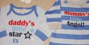 Personalisierter bestickter Baby süßer Spruch Schlafanzug 2 Stile 4 Größen - Bild 1 von 1