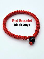 Red Rope Weave Bangle Amulet Protection Knitted String Bracelet Black Onyx 10mm