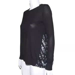 Club Monaco Lovely Layered Knit Top Silk Floral Constrast Blouse Black - S /2637 - Picture 1 of 7