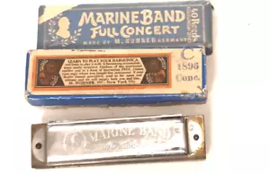 Vintage Hohner Marine Band Concert Harmonica C 10-hole HOHNER Original Box - Picture 1 of 13