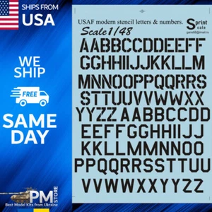 Print Scale 48-005 Decal for Airplane USAF Modern Stencil Letters + Numbers 1/48 - Picture 1 of 12