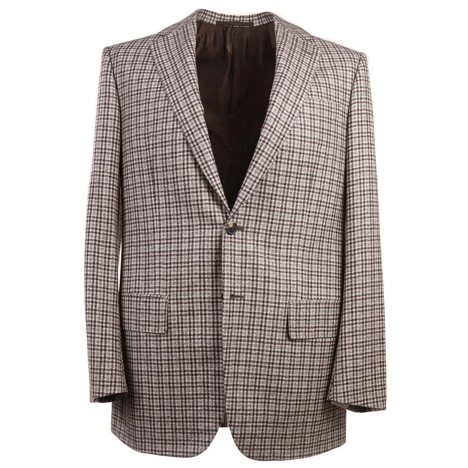 NUEVO CON ETIQUETAS $3295 D'AVENZA Abrigo deportivo de lana cepillada suave a cuadros en capas 40 R Foto 1 de 4