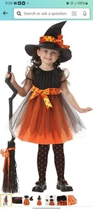 Girls Witch Costume For Halloween With Hat - Picture 1 of 6