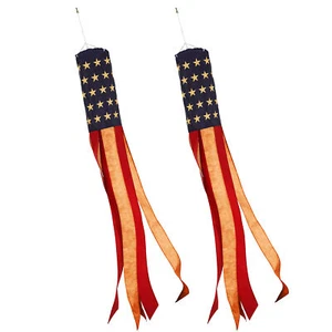 G128 2er-Pack: American USA teebefleckte Windsocke 60 Zoll bestickt 420D Poly - Bild 1 von 8