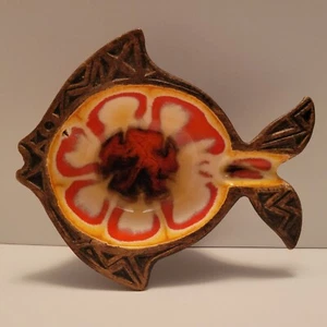 Vintage Treasure Craft Lava Glazed 3.5'' Fish Ashtray Compton California USA - Picture 1 of 10