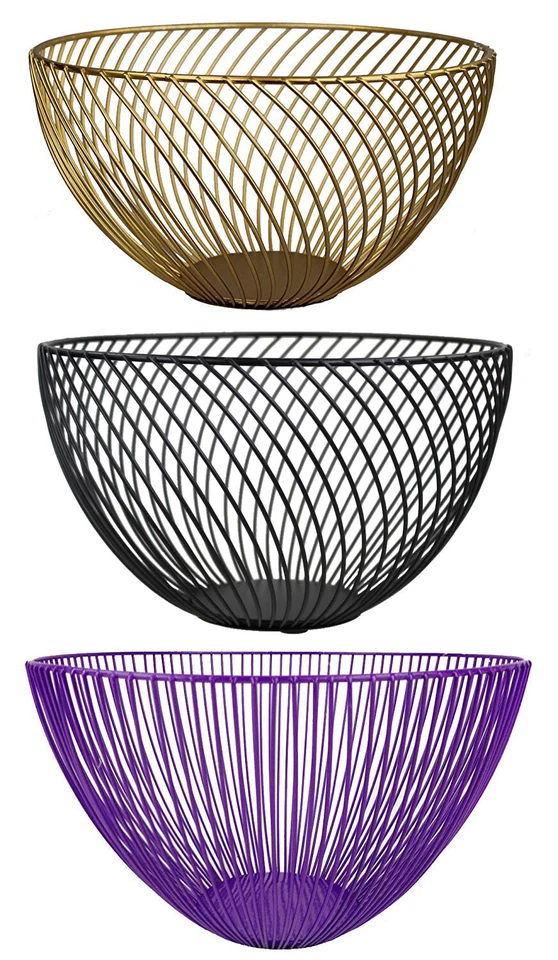 Obstkorb Brotkorb Eisenkorb Metall Geschenkkorb Drahtkorb Gold Schwarz Lila Weiß - Bild 1 von 3