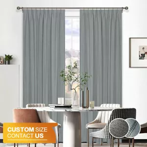 Luton Blockout Curtains ROOM DARKENING Pinch Pleat Plain Triple Weave Curtains - Picture 1 of 16