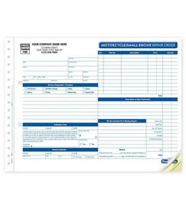 250 Motorcycle/Small Engine Repair Order / 3 Part / Nebs Deluxe No. AUT6510 - Picture 1 of 1