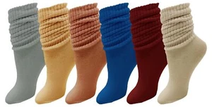 6 Pairs Slouch Socks for Women Soft Extra Long Scrunch Knee High Sock Bulk Pa... - Picture 1 of 9