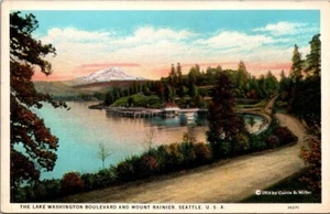 Postal de LAKE WASHINGTON BOULEVARD Mount Rainier Seattle, Washington WA - Imagen 1 de 2