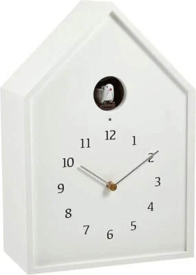 Lemnos Reloj de Cuco Analógico Pajarera Madera Natural Blanco Pajarera Reloj NY16-12 Foto 1 de 4