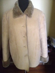 CoacoNew York Lined FauxFurSuede Jacket ButtonFront Sz M - Picture 1 of 12
