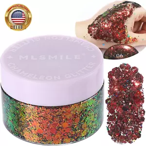 Christmas Red Gold Body Glitter Gel, Chunky Glitter Gel Makeup for Face Hair Nai - Picture 1 of 7