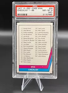 O-Pee-Chee WHA 1977 hockey #58 Chcklist PSA 8 (MC) - Imagen 1 de 2