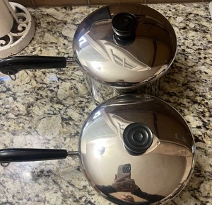 Revere Ware 2 & 3 Quart Sauce Pan Set W/LidsCopper Bottom Clinton ILL VTG - Picture 1 of 13