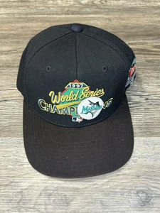 Vintage New Era 1997 MLB Florida Marlins World Series Wool Snapback Hat - Picture 1 of 10