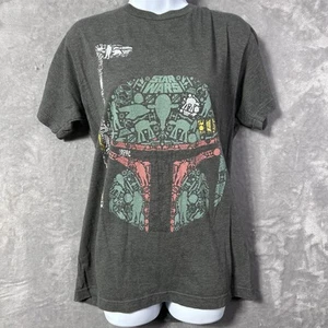 Star Wars Boba Fett Graphic T-Shirt Charcoal Gray Helmet Collage Tee Size M - Bild 1 von 7