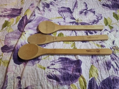 Pampered Chef Bamboo Spoon Set Of 3 Wooden Spoons Non Stick Cookware - Image 1 of 4
