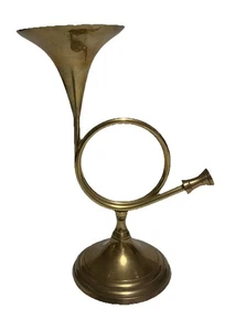 Vtg Brass Upright French Horn Bugle 9.75” Music Instrument Home Decor India - Picture 1 of 10
