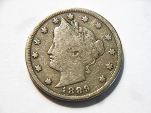 1889 F Liberty V Nickel,  Nice *Better Date* Vintage Coin for a collection - Picture 1 of 2