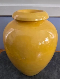 Large Ceramic Vase 14" Tall Dark Yellow Very Heavy - Picture 1 of 3