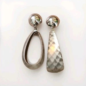 Orecchini pendenti Alexis Bittar argento grigio lucite smerigliati materiali misti ovale - Foto 1 di 11