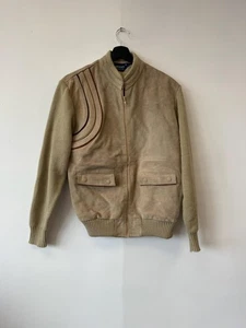 Vintage Network Jacke Herren Medium hellbraun Wildleder Strick Bomber Retro 80er Taiwan - Bild 1 von 5