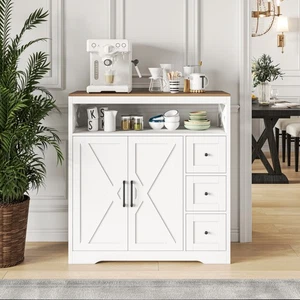 Sideboard Schrank 3 Schubladen 2 Türen Küchenschrank Moderne Aufbewahrung Möbel - Bild 1 von 12