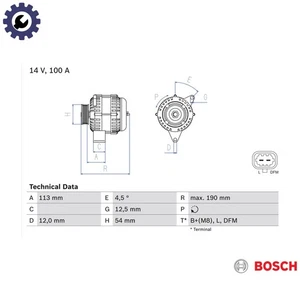 ALTERNATOR 0 986 081 410 FORALTERNATOR 0 986 081 410 FOR OPEL  13229990  1330850 - Picture 1 of 9