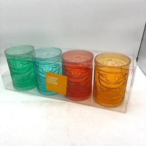 Celebrate Summer Together Acryl Tiki Gesicht Tassen 4er Set Mehrfarbig Neu im Karton - Bild 1 von 4