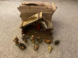 Set Natività Vintage 1970 Presepio Illuminato con Personaggi - Presepe Presepe Italia - Foto 1 di 11