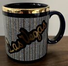 Vintage Retro Las Vegas Travel Souvenir Ceramic Coffee Mug Cup Blue And Gold