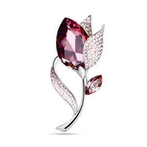 Fashion Plant Flower Crystal Women Brooch Pin Breastpin Jewelry Wedding Gifts